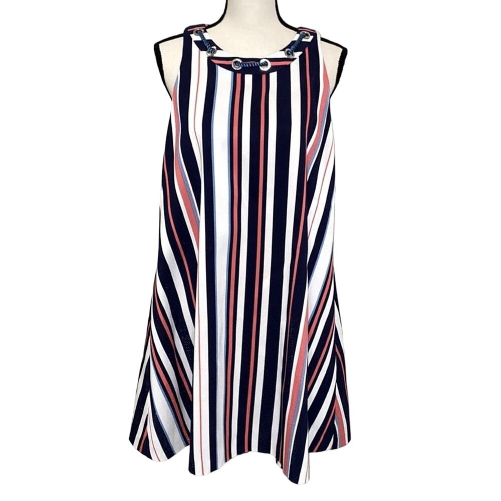 NWT Badgley Mischka Belle Nautical Striped Shift Dress Size 8